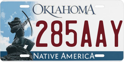 OK license plate 285AAY