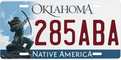 OK license plate 285ABA
