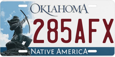 OK license plate 285AFX