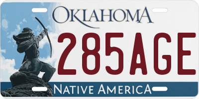 OK license plate 285AGE