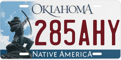 OK license plate 285AHY