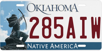 OK license plate 285AIW