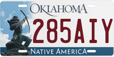 OK license plate 285AIY