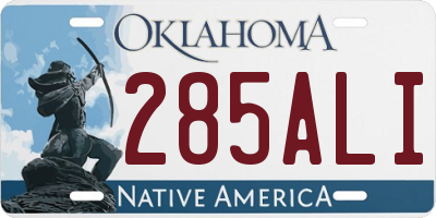 OK license plate 285ALI