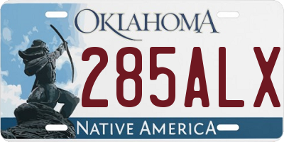 OK license plate 285ALX