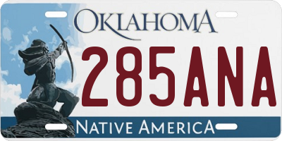 OK license plate 285ANA