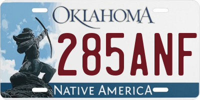 OK license plate 285ANF