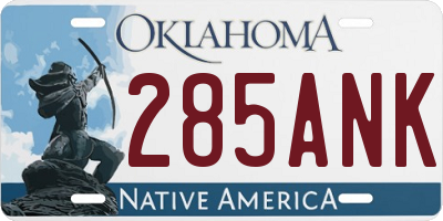 OK license plate 285ANK
