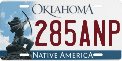 OK license plate 285ANP
