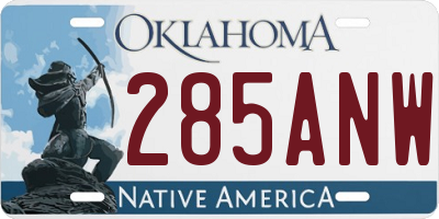OK license plate 285ANW