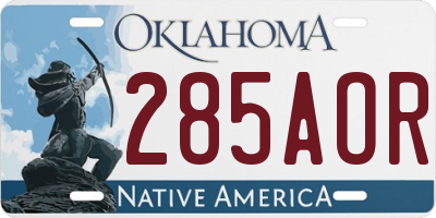 OK license plate 285AOR
