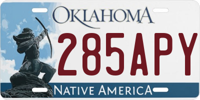 OK license plate 285APY