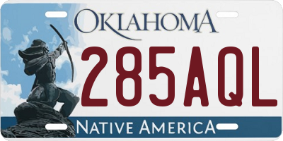 OK license plate 285AQL