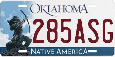OK license plate 285ASG