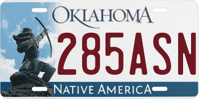 OK license plate 285ASN