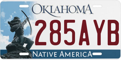 OK license plate 285AYB
