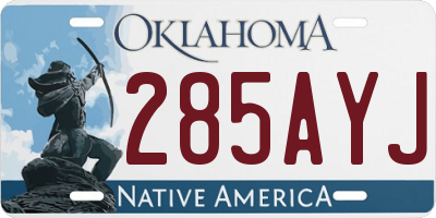 OK license plate 285AYJ