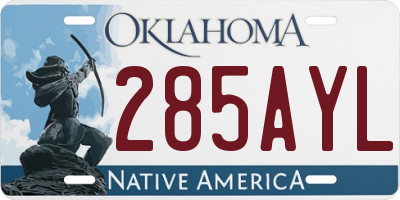OK license plate 285AYL