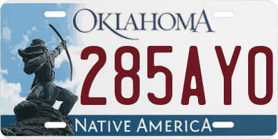 OK license plate 285AYO