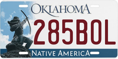 OK license plate 285BOL