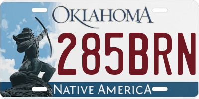 OK license plate 285BRN
