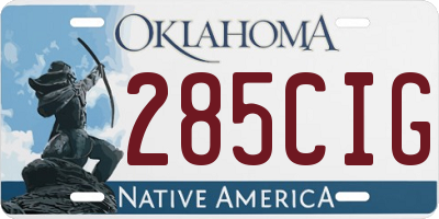 OK license plate 285CIG