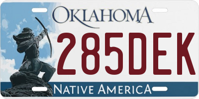 OK license plate 285DEK