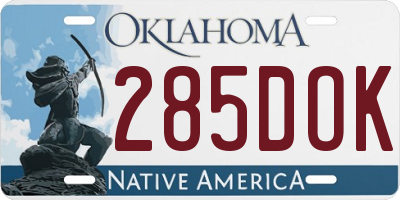 OK license plate 285DOK