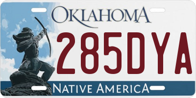 OK license plate 285DYA