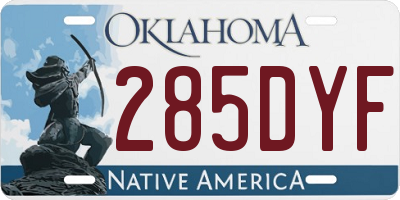 OK license plate 285DYF