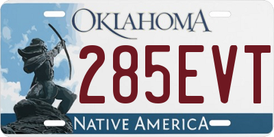 OK license plate 285EVT