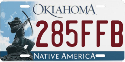 OK license plate 285FFB