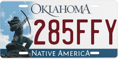 OK license plate 285FFY