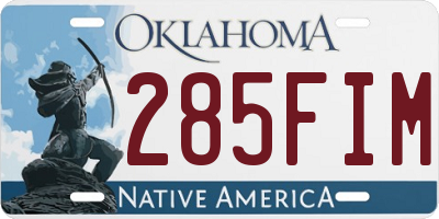 OK license plate 285FIM