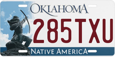 OK license plate 285TXU