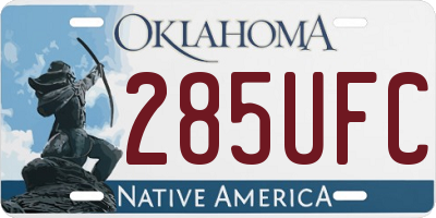 OK license plate 285UFC