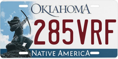 OK license plate 285VRF