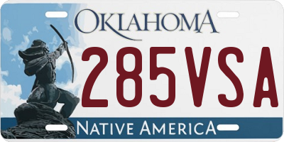 OK license plate 285VSA