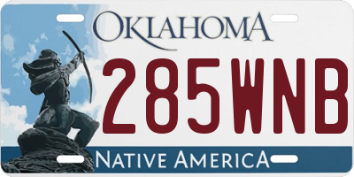 OK license plate 285WNB