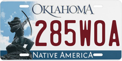 OK license plate 285WOA