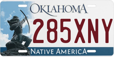 OK license plate 285XNY