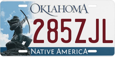 OK license plate 285ZJL