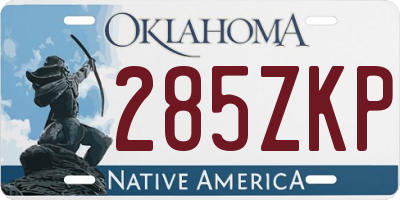 OK license plate 285ZKP