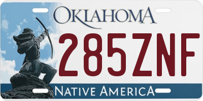 OK license plate 285ZNF