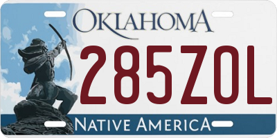 OK license plate 285ZOL
