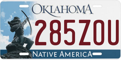 OK license plate 285ZOU