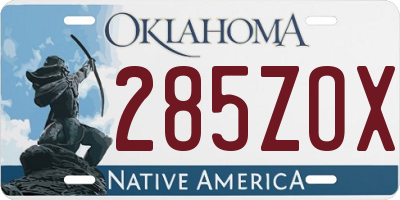 OK license plate 285ZOX