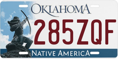 OK license plate 285ZQF