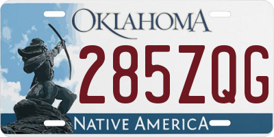 OK license plate 285ZQG