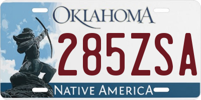 OK license plate 285ZSA